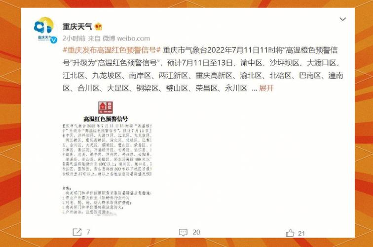 高温黄色预警:7省市部分地区最高气温超37℃ 重庆局地超40℃
