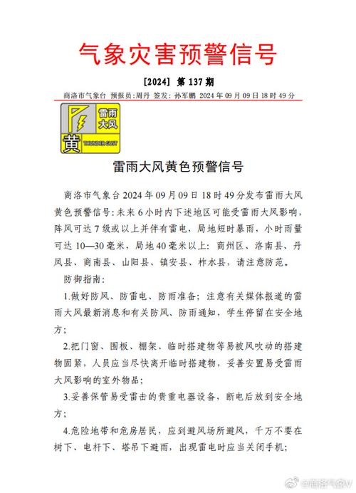 陕西省柞水县发布雷雨大风黄色预警_1