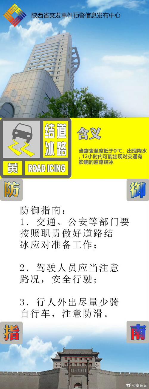 陕西省旬邑县发布道路结冰黄色预警